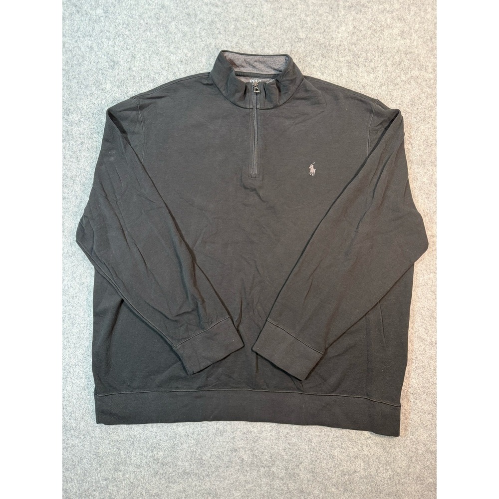 Polo Ralph Lauren Mens XXL Black Quarter Zip Pulloverโ Sweater Mock Neck